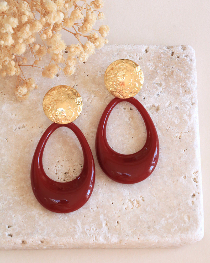 Boucles Amathée Néréides Acrylique Bordeaux - Artisanat Bordeaux