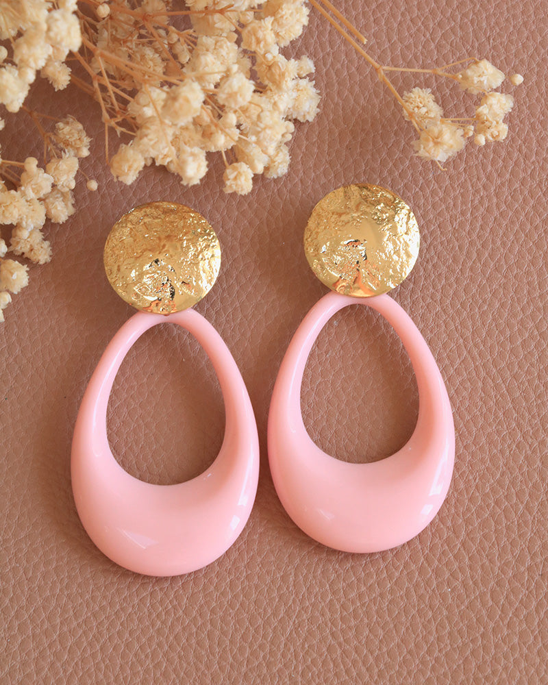 Boucles Amathée Néréides Acrylique Rose - Artisanat Bordeaux