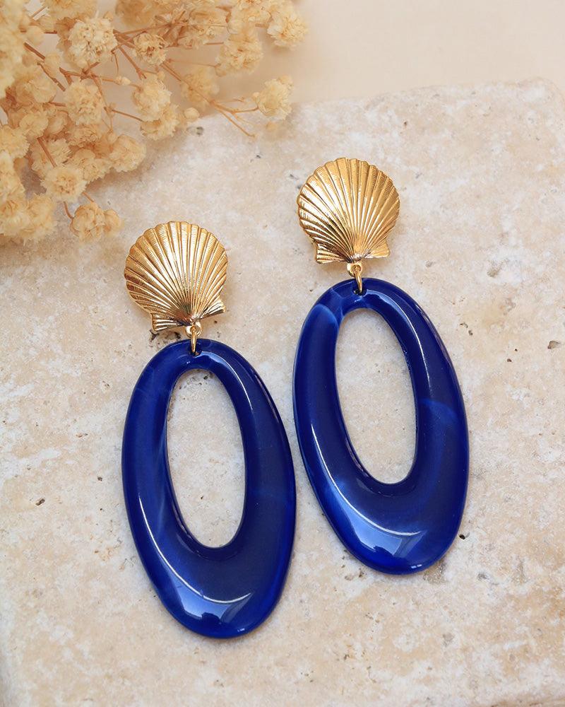 Boucles Callia Néréides Acrylique Marine - Artisanat Bordeaux