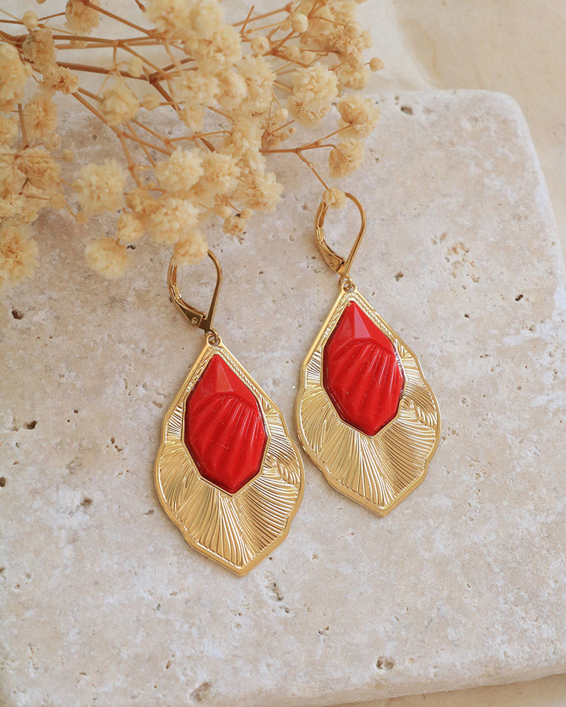 Boucles Calypso Néréides Rouge - Artisanat Bordeaux