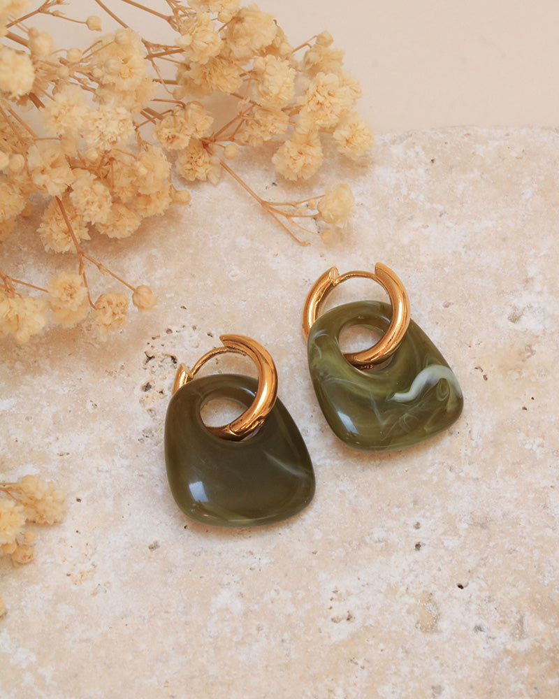 Boucles Callia Néréides Acrylique Kaki - Artisanat Bordeaux