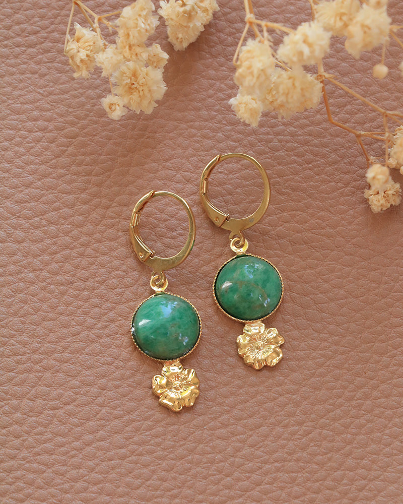 Boucle Petites Pendantes Eclosion Amazonite - Artisanat Bordeaux
