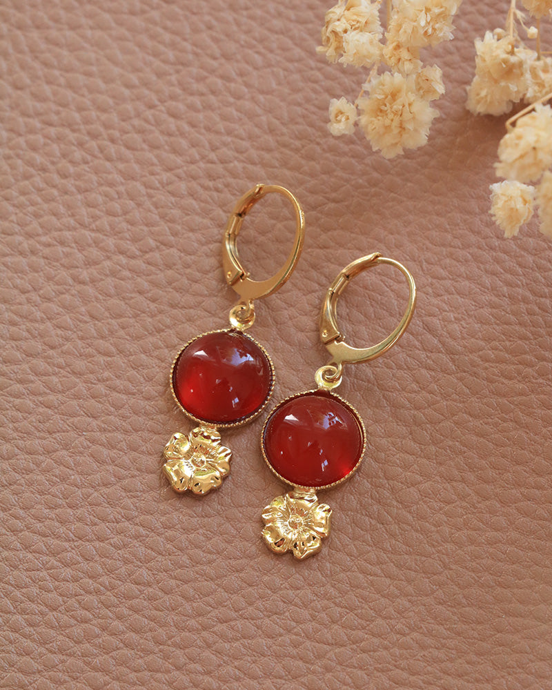 Boucle Petites Pendantes Eclosion Cornaline - Artisanat Bordeaux