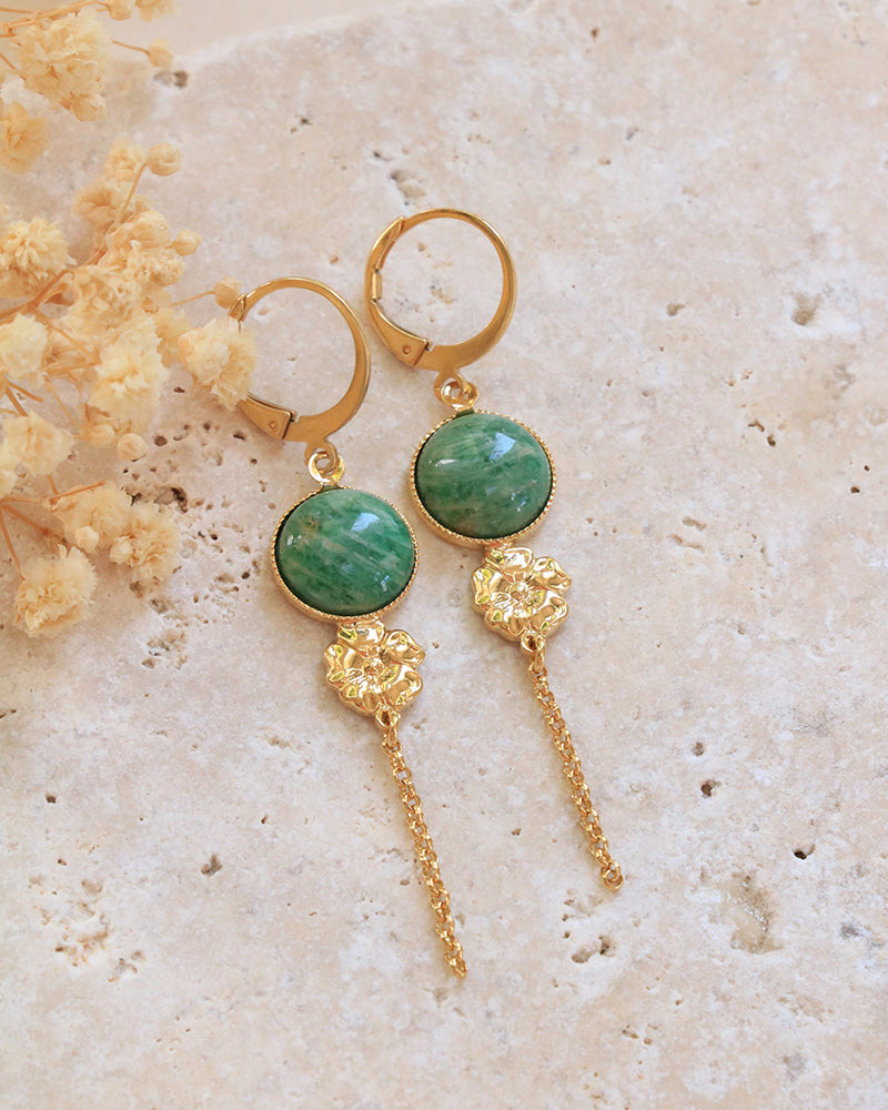 Boucle Pendantes Eclosion Amazonite - Artisanat Bordeaux