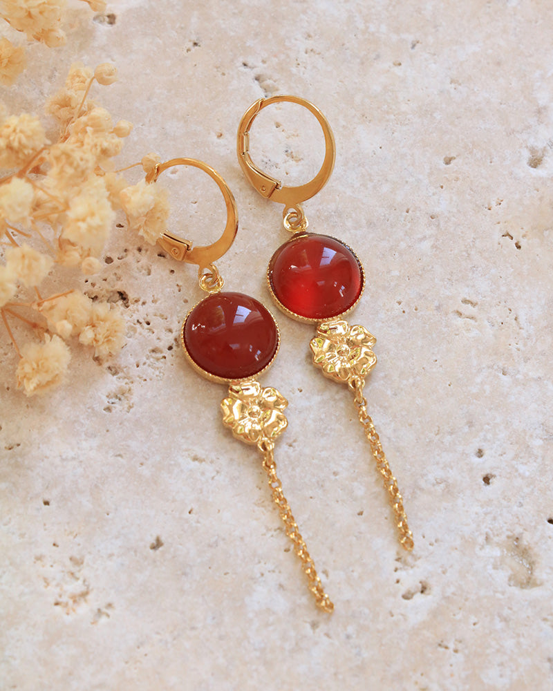 Boucle Pendantes Eclosion Cornaline - Artisanat Bordeaux