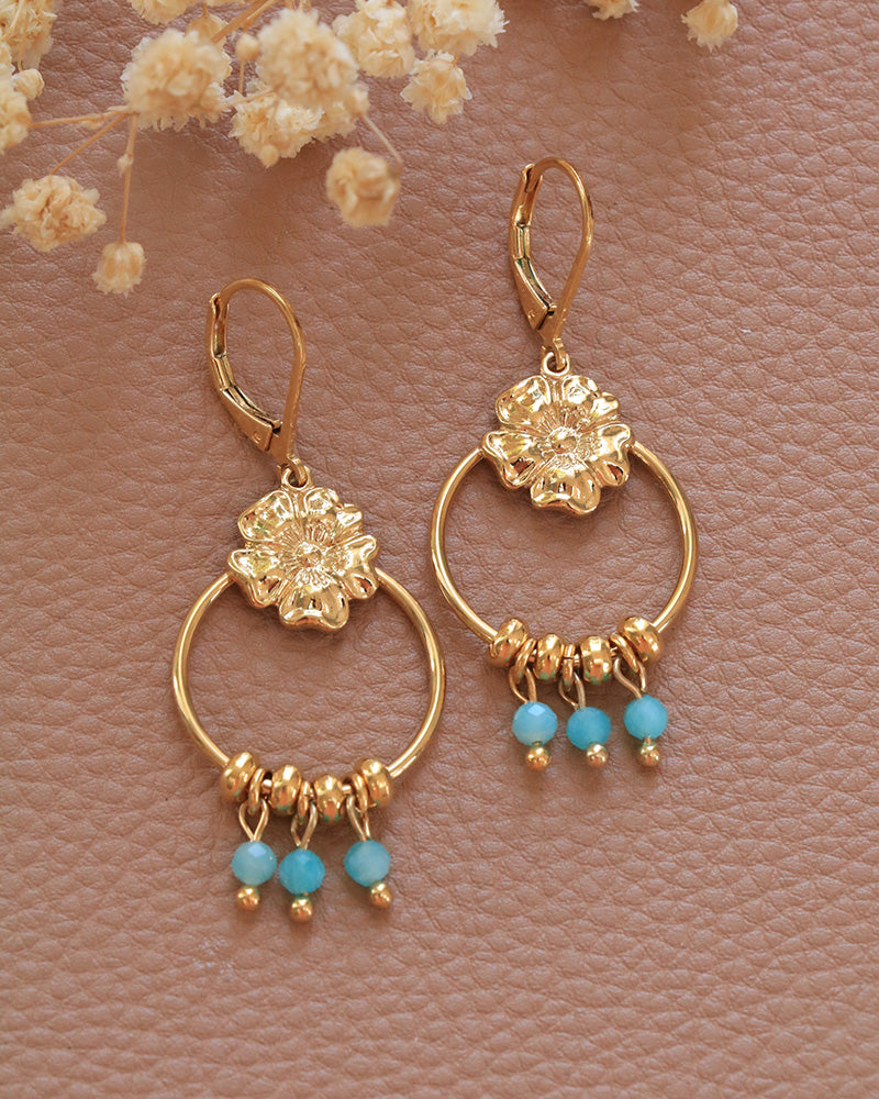 Boucle Pendantes Pierres Eclosion Amazonite - Artisanat Bordeaux