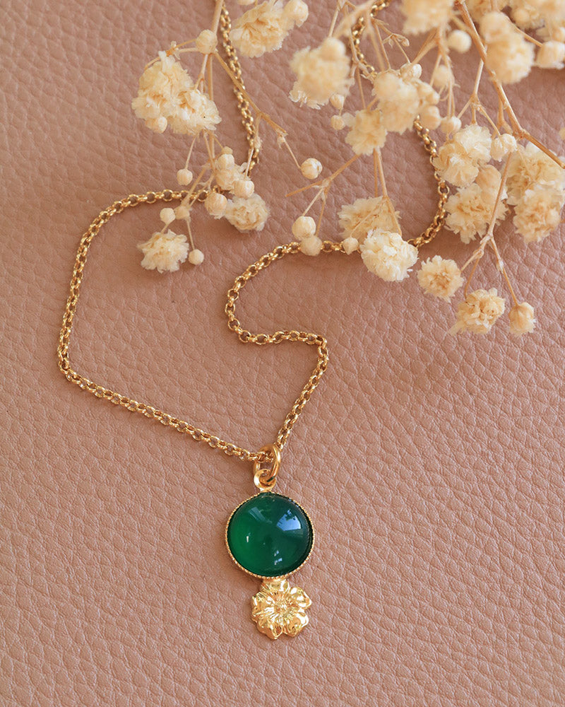 Collier Eclosion Agate Verte - Artisanat Bordeaux