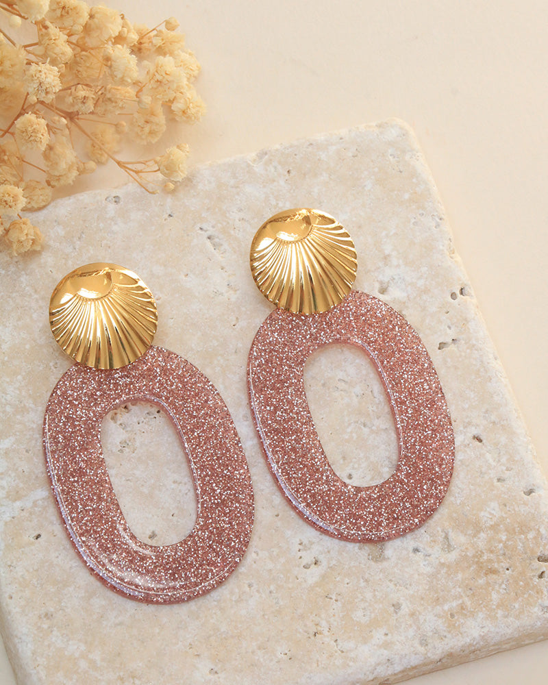Boucles Ephyra Néréides Rose Paillette - Artisanat Bordeaux