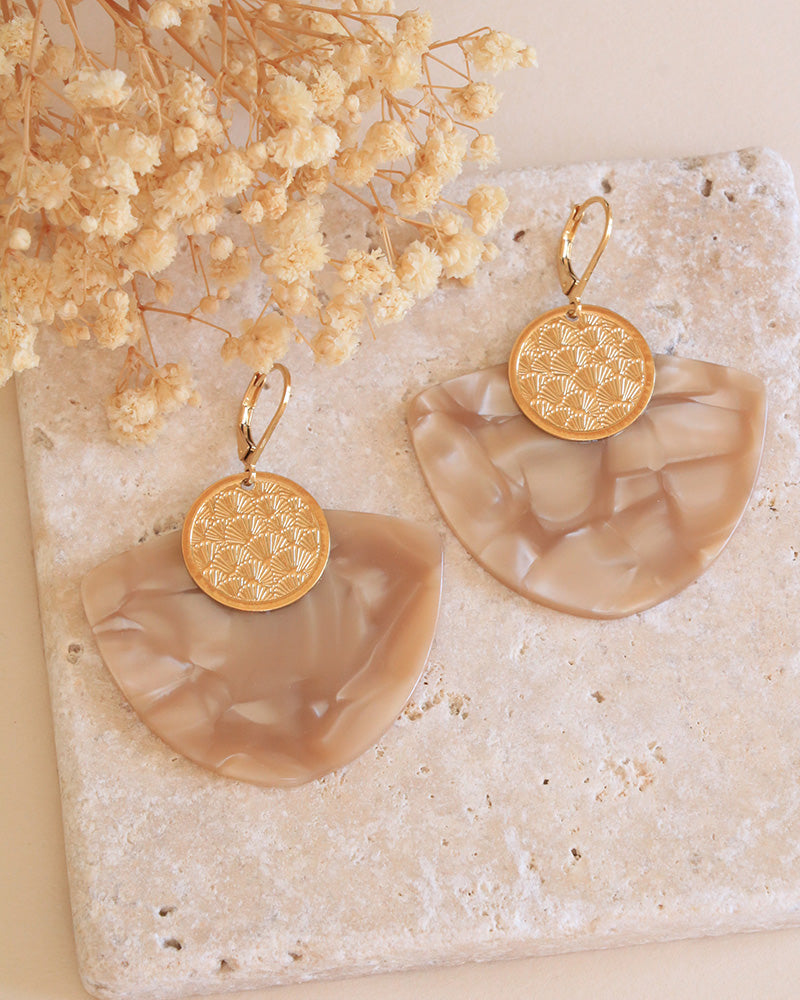 Boucles Eunice Néréides Beige Ecailles- Artisanat Bordeaux