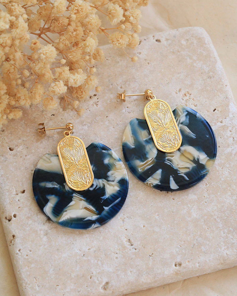 Boucles Eurydice Néréides Bleu Fonce - Artisanat Bordeaux