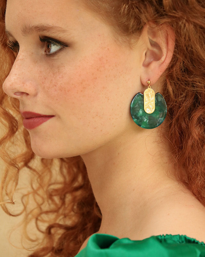 Boucles Eurydice Néréides Vert Portée - Artisanat Bordeaux