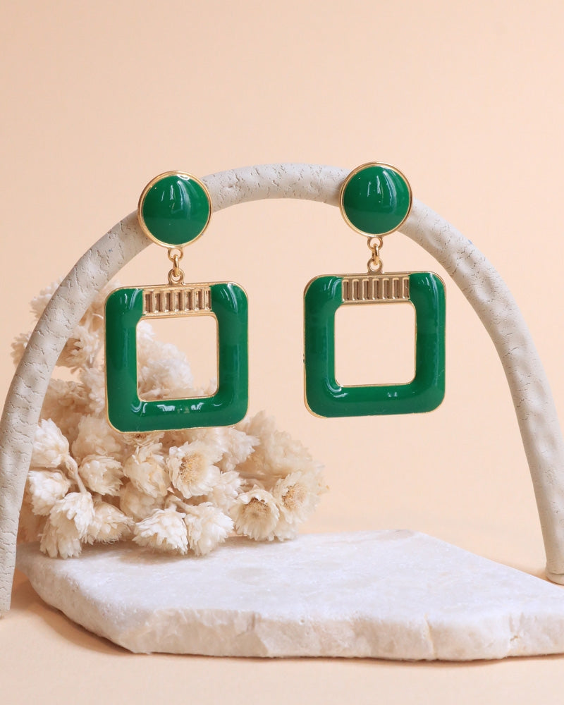 Boucle vert émeraude, création artisanale Aurélie Joliff, bijouterie Bordeaux.
