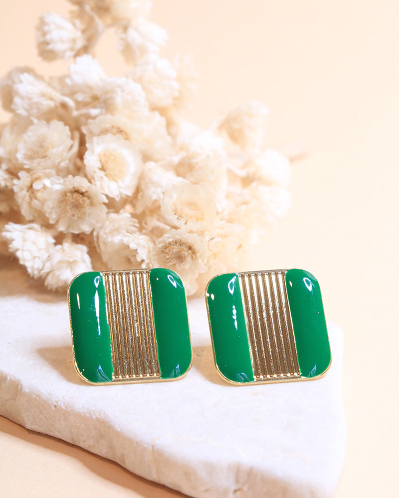 Boucle vert émeraude, création artisanale Aurélie Joliff, bijouterie Bordeaux.