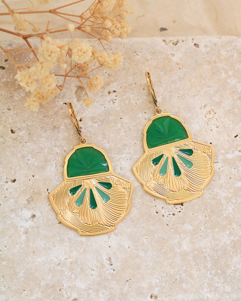 Boucles Galatée Néréides Vert - Artisanat Bordeaux