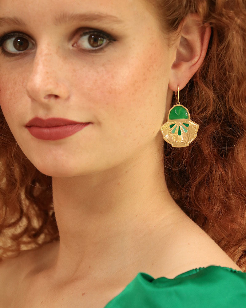 Boucles Galatée Néréides Vert Portée - Artisanat Bordeaux