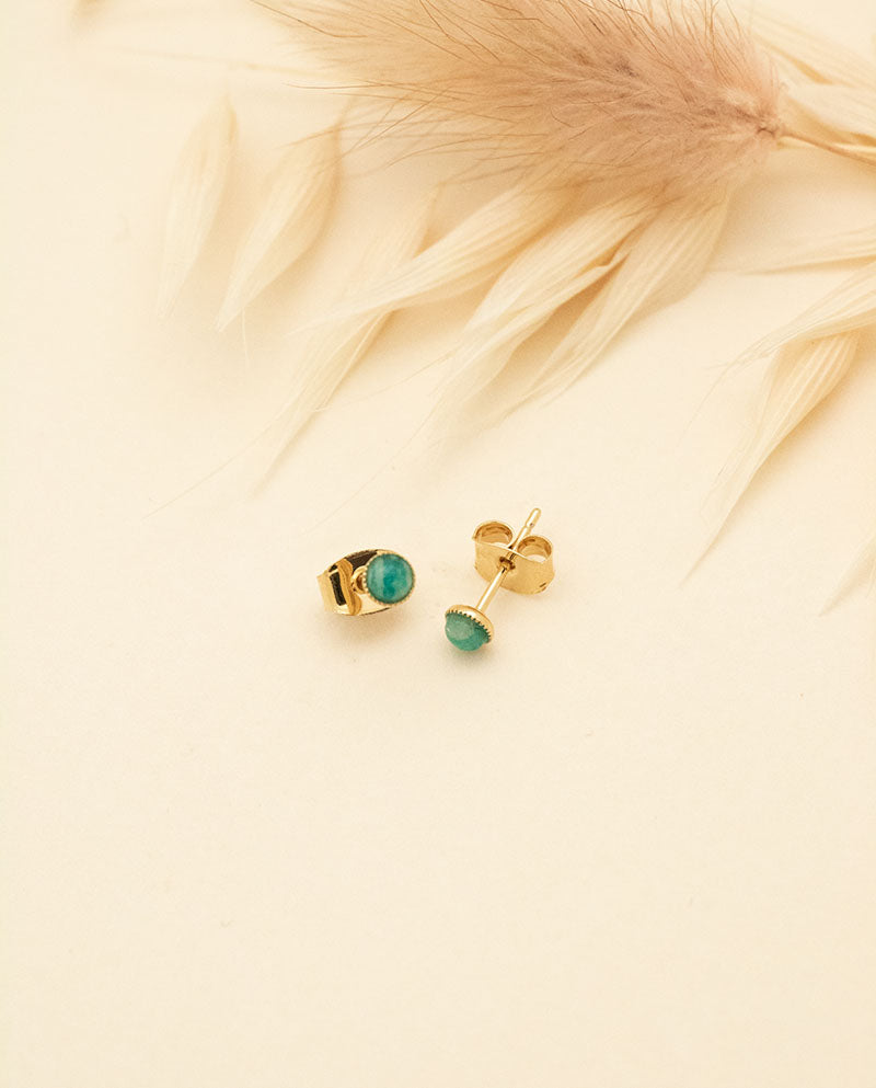Boucle amazonite, création artisanale Aurélie Joliff, bijouterie Bordeaux.