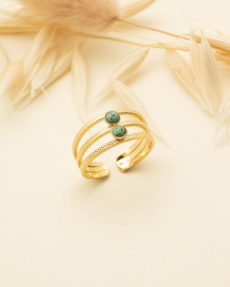 Bague amazonite, création artisanale Aurélie Joliff, bijouterie Bordeaux.