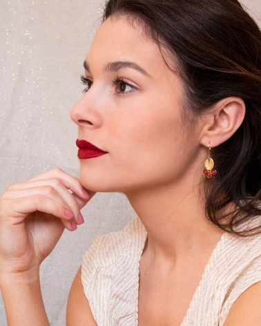 Dormeuses 3 Pierres Waikiki en Cornaline