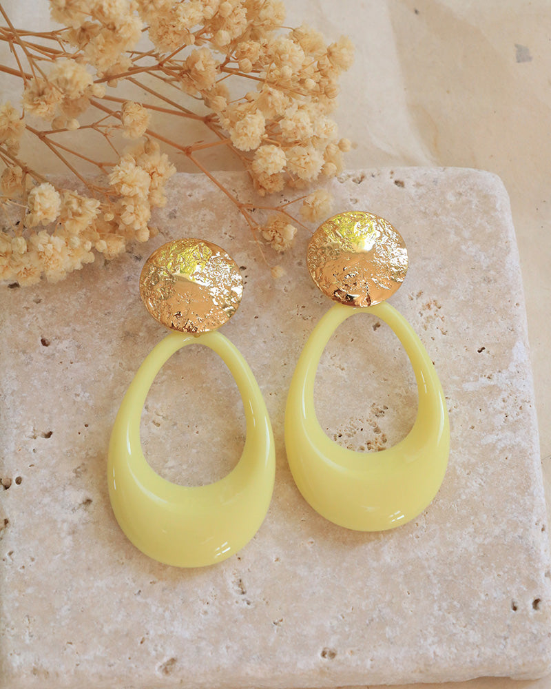 Boucles Amathée Néréides Acrylique Jaune - Artisanat Bordeaux