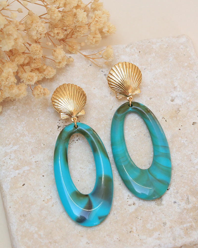 Boucles Callia Néréides Acrylique Turquoise - Artisanat Bordeaux