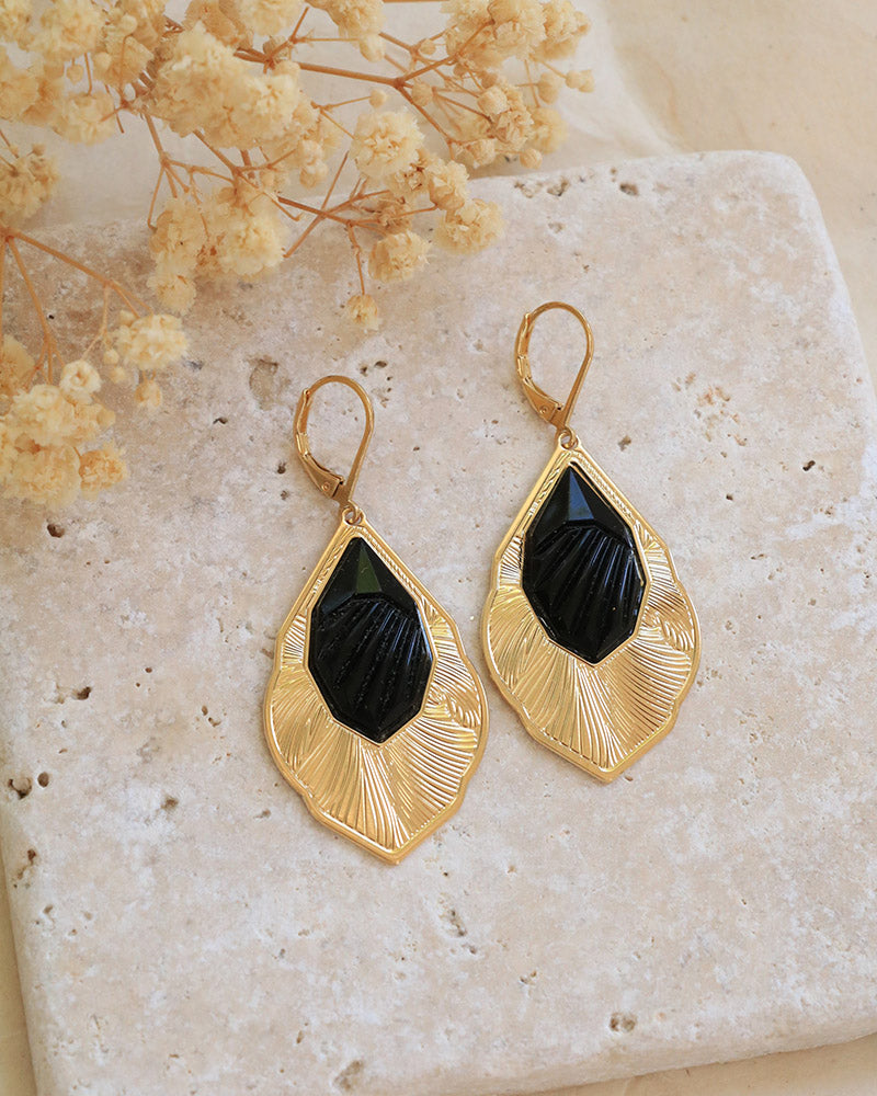 Boucles Calypso Néréides Noir - Artisanat Bordeaux