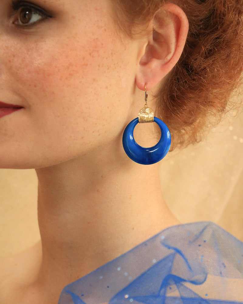 Boucles Cymodocée Néréides Acrylique Bleu Portée - Artisanat Bordeaux