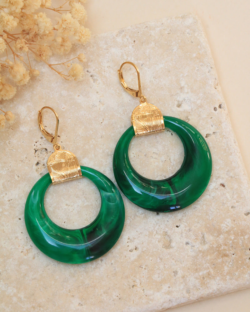 Boucles Cymodocée Néréides Acrylique VERT- Artisanat Bordeaux