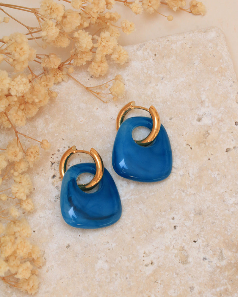 Boucles Callia Néréides Acrylique Bleu Roi - Artisanat Bordeaux