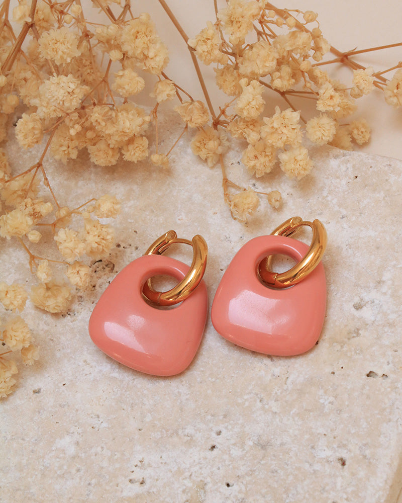 Boucles Callia Néréides Acrylique Corail - Artisanat Bordeaux