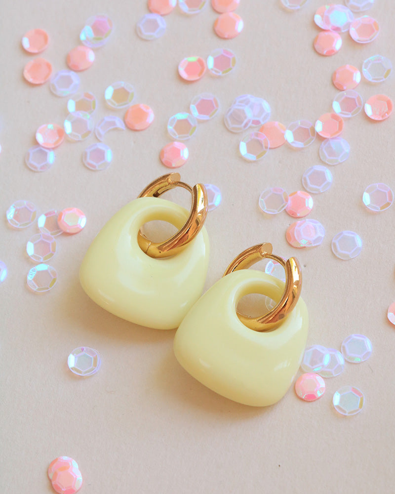 Boucles Callia Néréides Acrylique Jaune - Artisanat Bordeaux