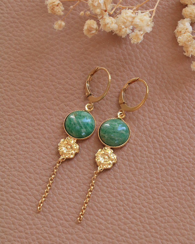 Boucle Pendantes Eclosion Amazonite - Artisanat Bordeaux