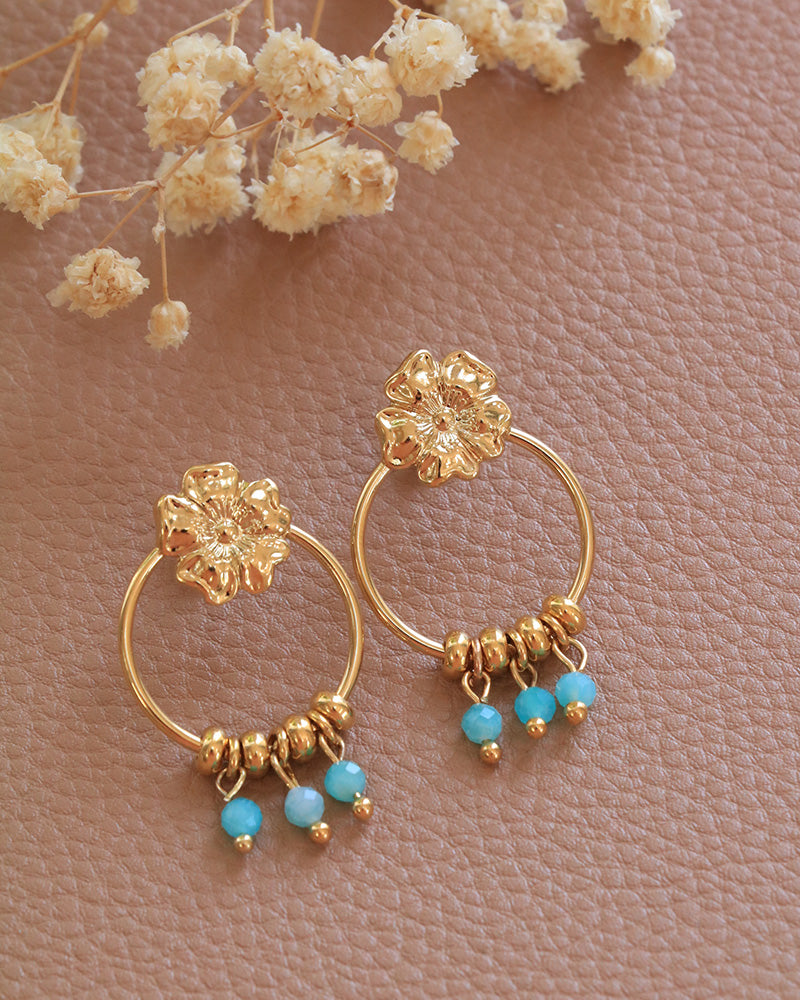 Boucle Puces Pierres Eclosion Amazonite - Artisanat Bordeaux