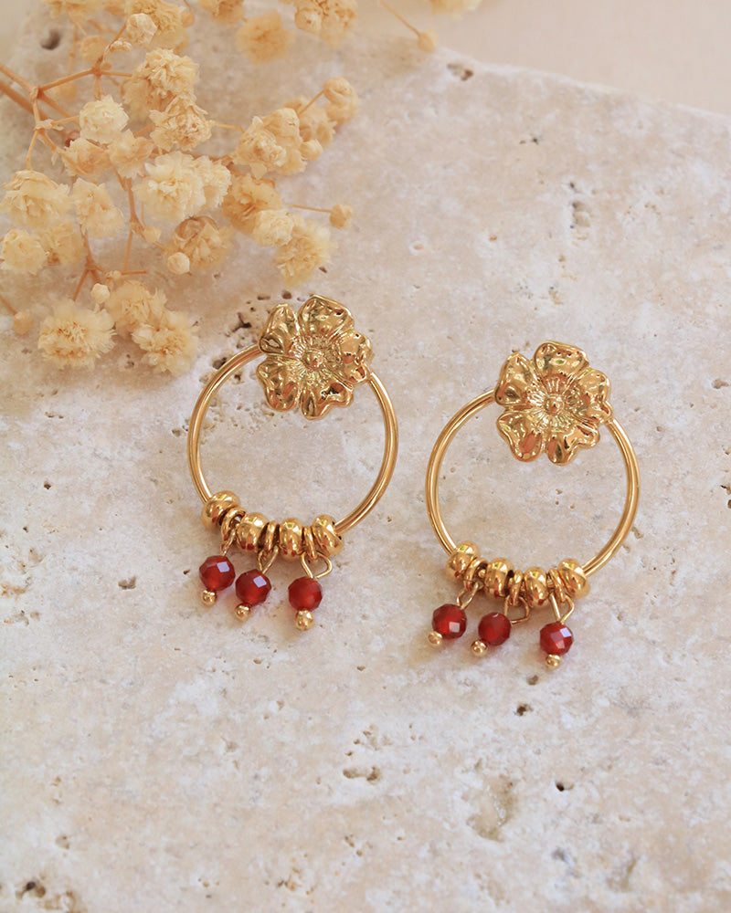 Boucle Puces Pierres Eclosion Cornaline - Artisanat Bordeaux