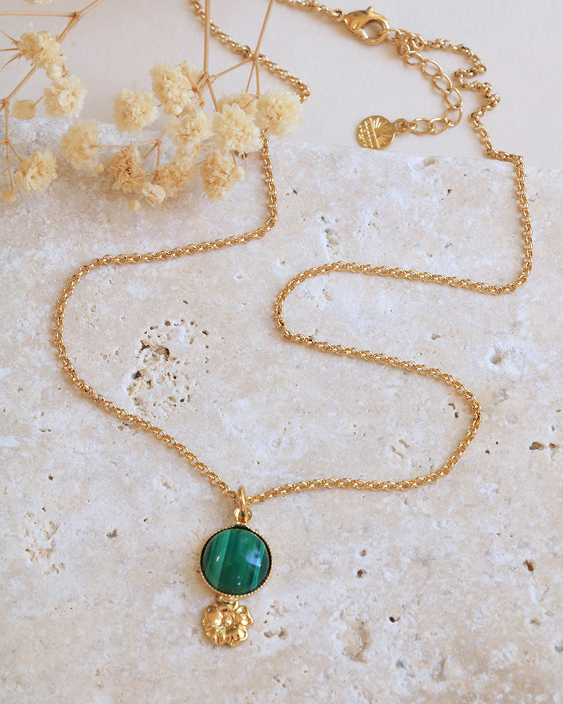 Collier Eclosion Malachite - Artisanat Bordeaux