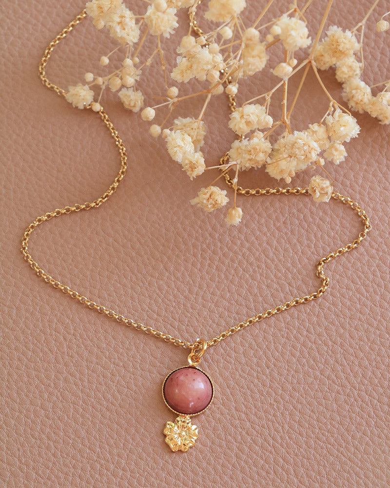 Collier Eclosion Rhodonite - Artisanat Bordeaux