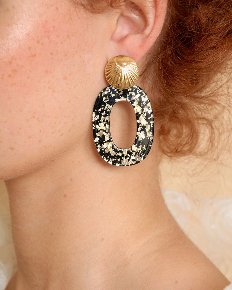 Boucles Ephyra Néréides Noire Portée - Artisanat Bordeaux