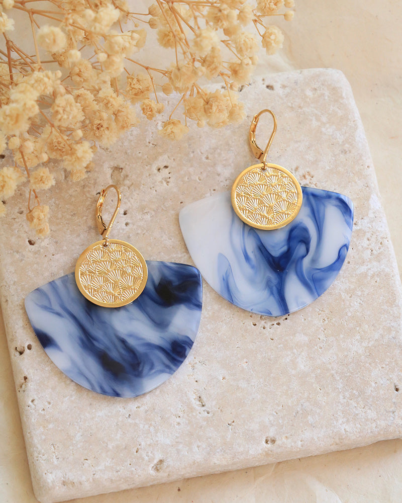Boucles Eunice Néréides Bleu - Artisanat Bordeaux