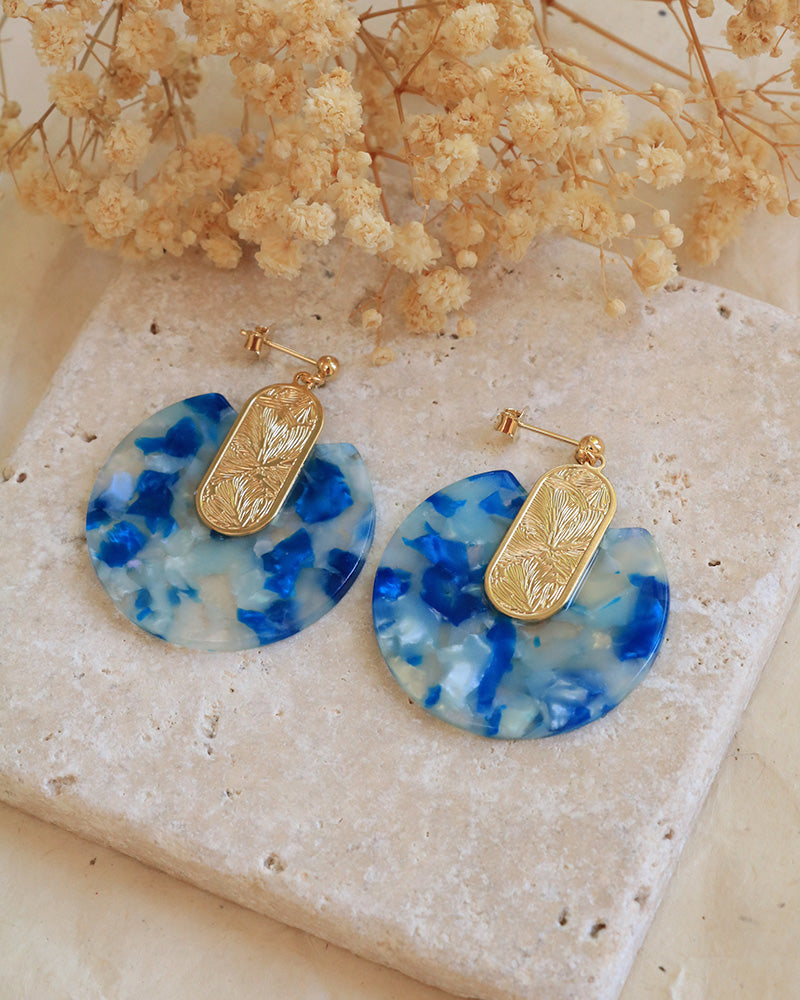 Boucles Eurydice Néréides Bleu - Artisanat Bordeaux