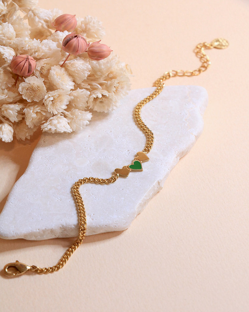 Bracelet Chaîne 3 coeurs Frida