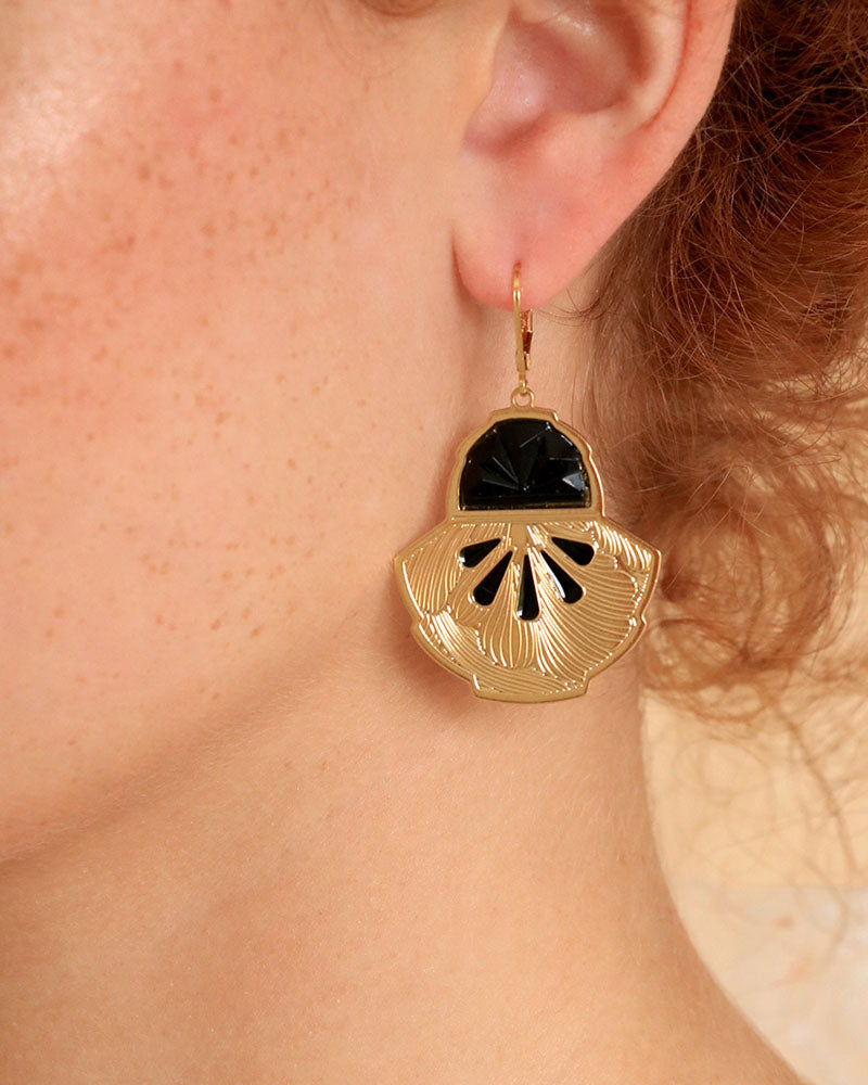 Boucles Galatée Néréides Noir Portée - Artisanat Bordeaux