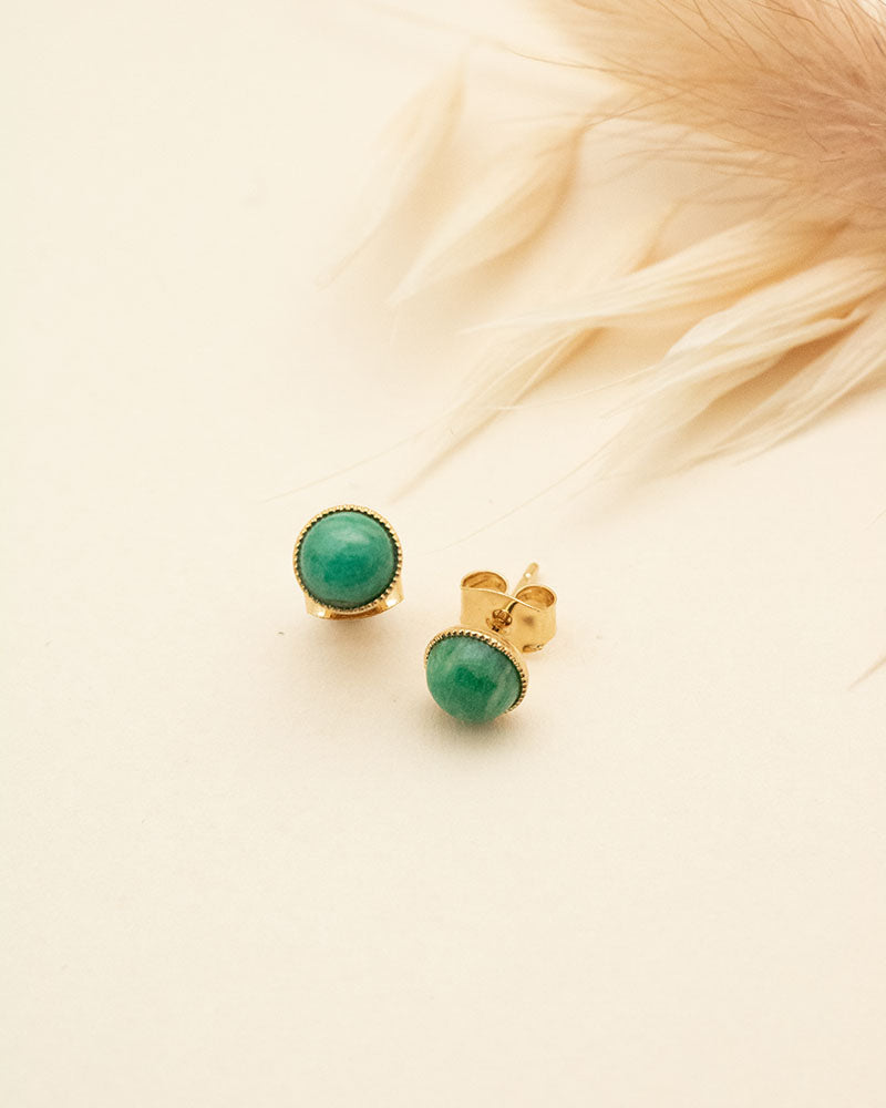 Boucle amazonite, création artisanale Aurélie Joliff, bijouterie Bordeaux.