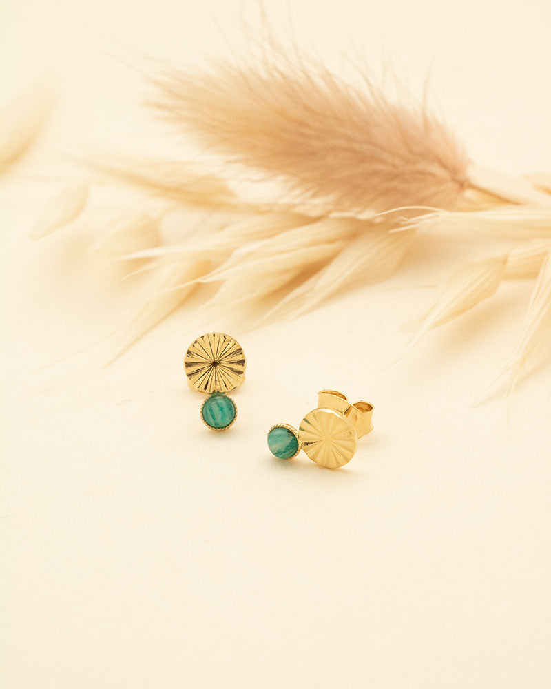 Boucle amazonite, création artisanale Aurélie Joliff, bijouterie Bordeaux.